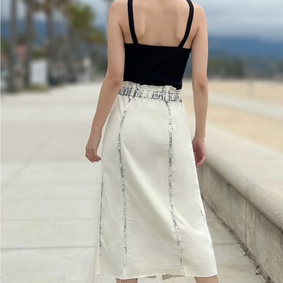 Wash Lab | Sally Button Front Skirt Grey Wash Midi Denim Size 31 - Picture 2 of 11